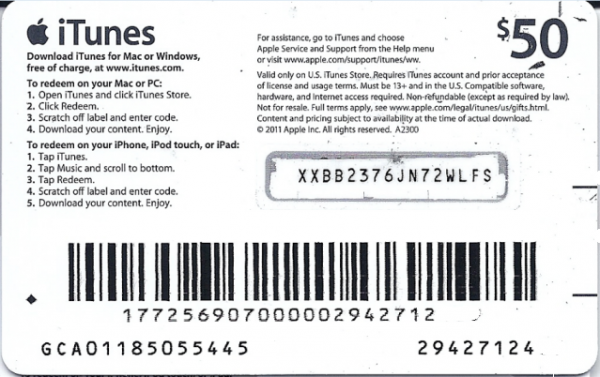 itunes gift code