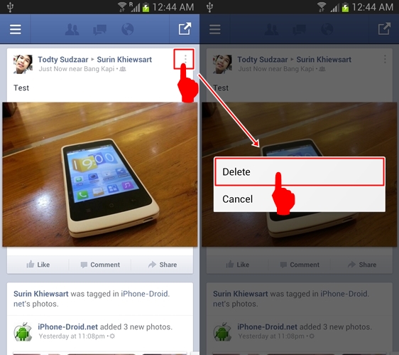 Android Tips : วิธีลบโพสต์บน Facebook for Android v2.0 Android Tips : วิธีลบโพสต์บน Facebook For Android V2.0