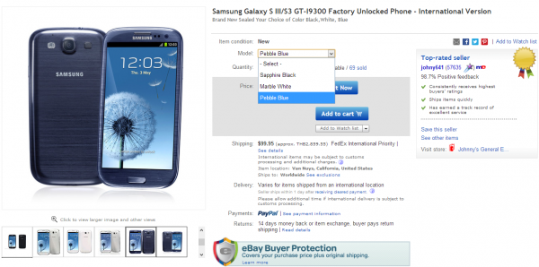 Samsung Galaxy S IIIS3 GT-I9300 Factory Unlocked Phone - International Version