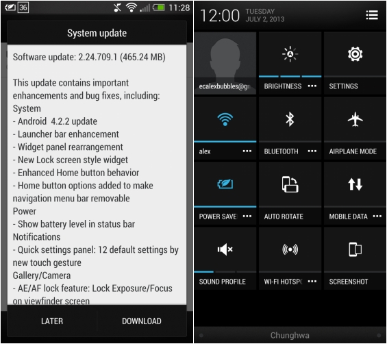 HTC One with Android 4.2.2(1)