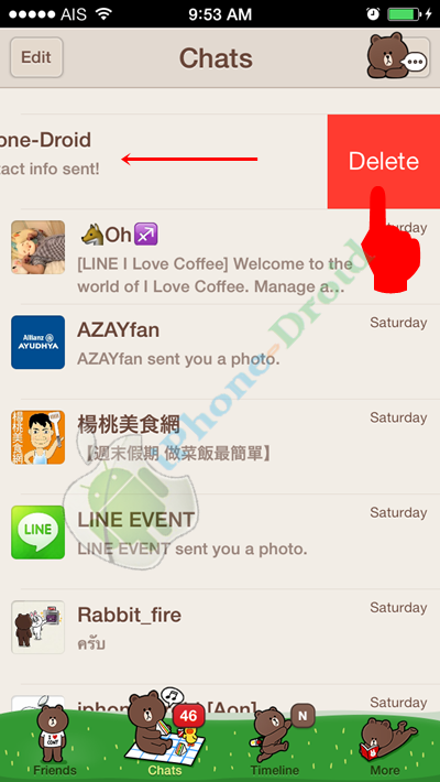 how to delete chat on line ios 1