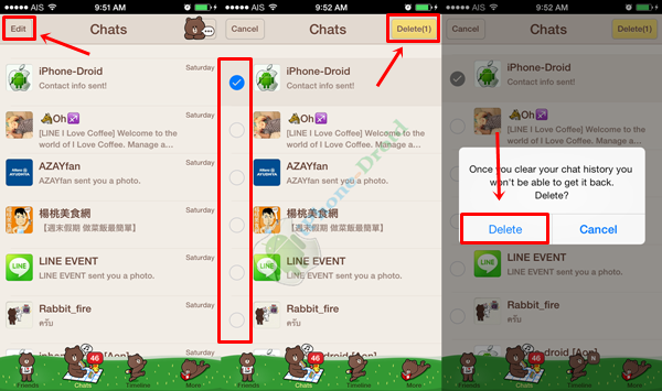 how to delete chat on line ios 2