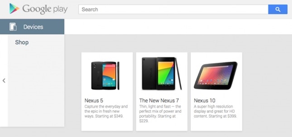 Nexus 5 on Google Play Store