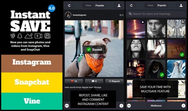 InstantSave for Instagram, Vine and SnapChat