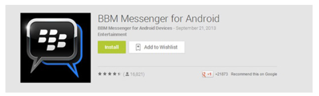 Figure 4 - Google Play download page for the fake BBM for Android