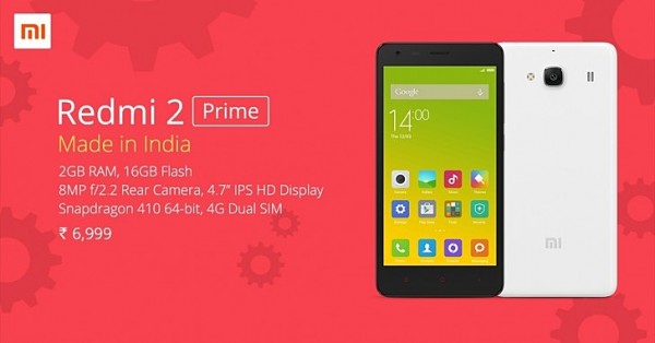 Xiaomi launches India-made Redmi 2 Prime