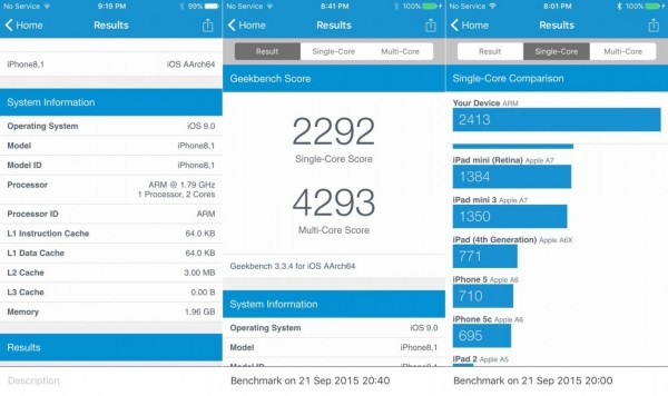 iPhone 6s Geekbench
