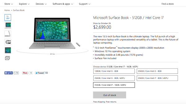 Surface book out of stock
