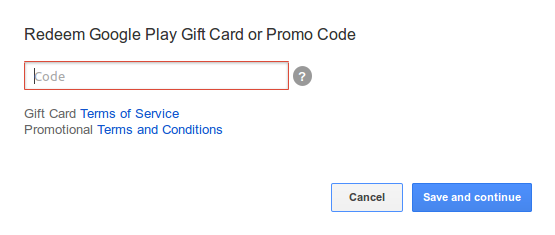 Play Store Promo Code