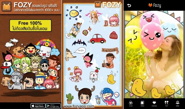 Fozy แอพแต่งรูป พร้อมสติกเกอร์ฟรีกว่าพันแบบ โหลดฟรีทั้ง Ios และ Android