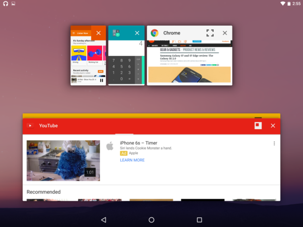 This is Android N’s freeform window mode