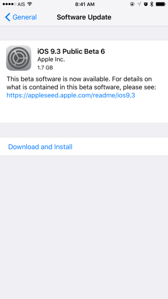 iOS 9.3 Public Beta 6