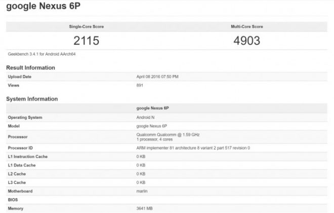 nexus 6p geekbench nexus 6p geekbench