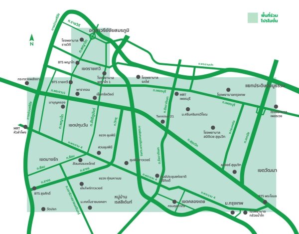 Map GrabBike 10 Baht GBTEN Promotion