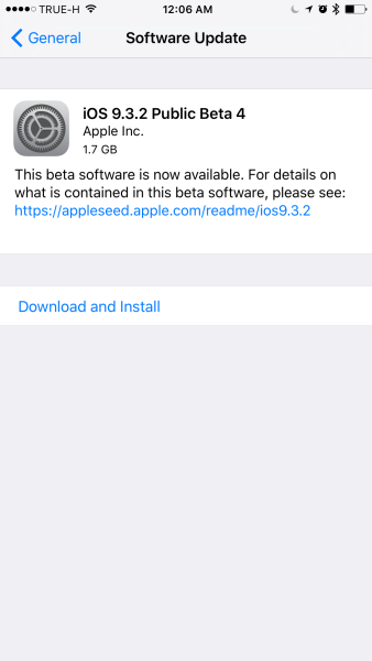 iOS 9.3.2 Public Beta 4