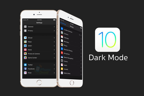 Dark Mode in iOS 10 Beta 1