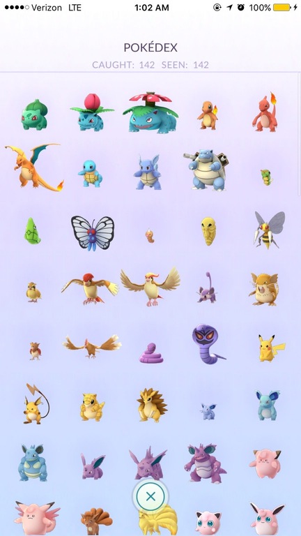 โปเกมอนทุกตัวที่จับได้แล้ว