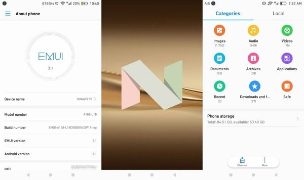 Huawei P9 with Android 7.0 Nougat