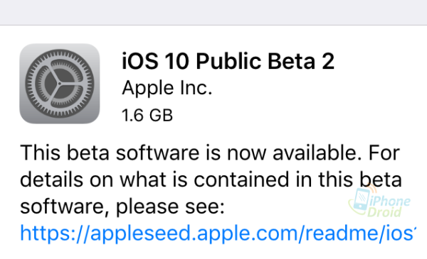 iOS 10 Public Beta 2