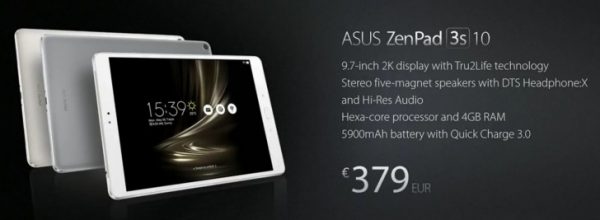ASUS ZenPad 3s 10 Spec and Price