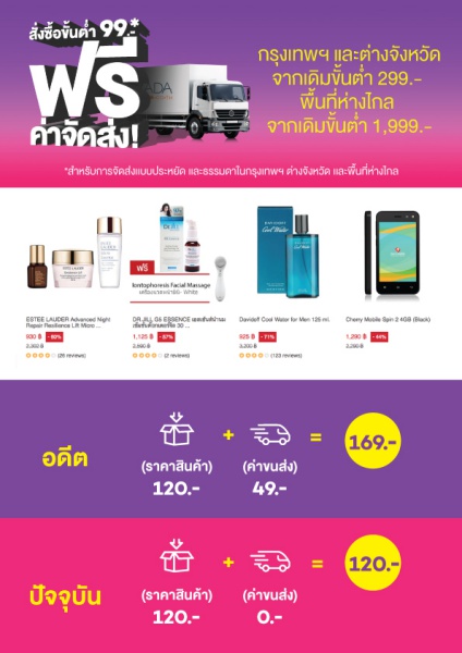 Lazada provides free shipping