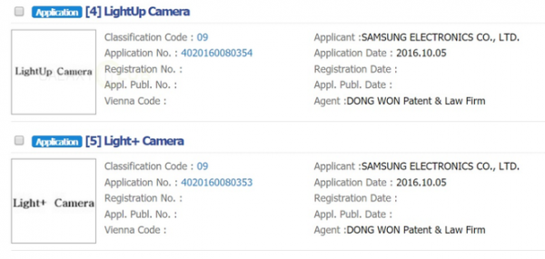 Samsung seeks to register a couple of trademarks related to a dual camera setup