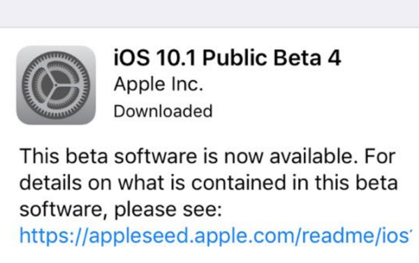 iOS 10.1 Public Beta 4