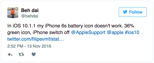 iOS 10.1.1 reported to drain users' batteries 3