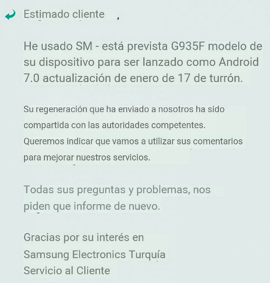 Android Nougat Galaxy S7