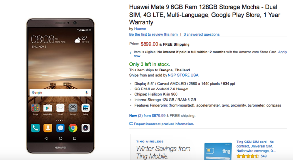 Huawei Mate 9 6GB Ram 128GB Storage
