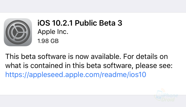 iOS 10.2.1 public beta 3
