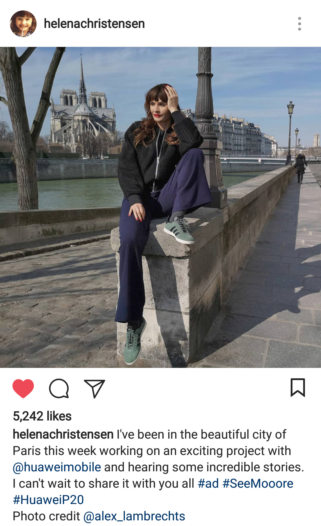 Huawei P20 Helena Christensen Instagram Post