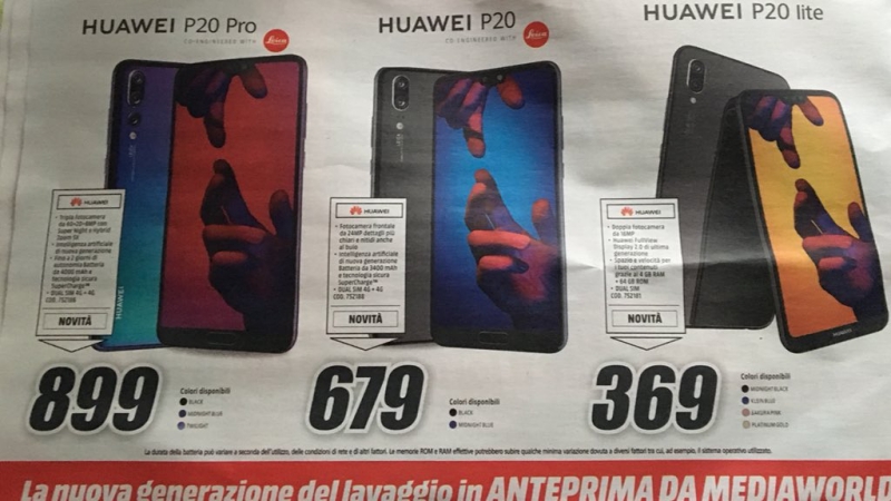 Huawei P20 Series Pricing