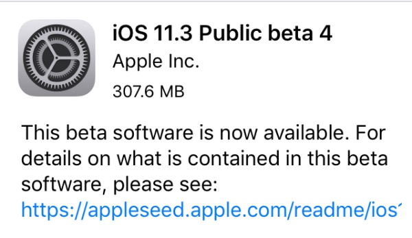 iOS 11.3 Public beta 4