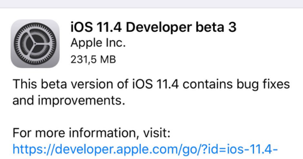 iOS 11.4 beta 3
