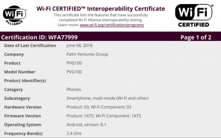 Palm device goes through FCC with Android 8.1 Oreo