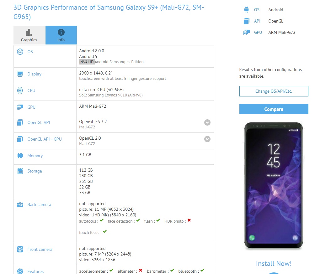 Samsung Galaxy S9 Android 9 Pie