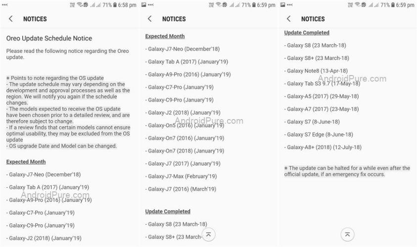 Samsung Android Oreo update roadmap officially announced