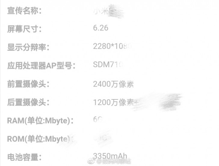 First Xiaomi Mi 8 Youth specs leak