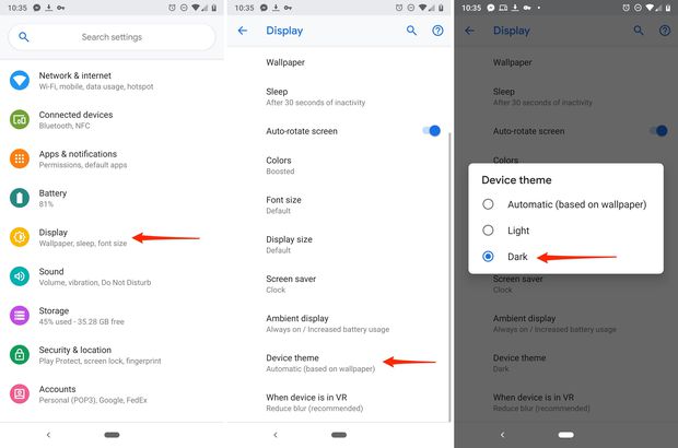How to enable Android Pie new dark mode