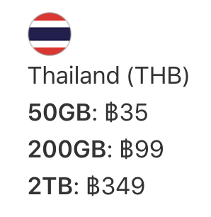 iCloud Storage price plan