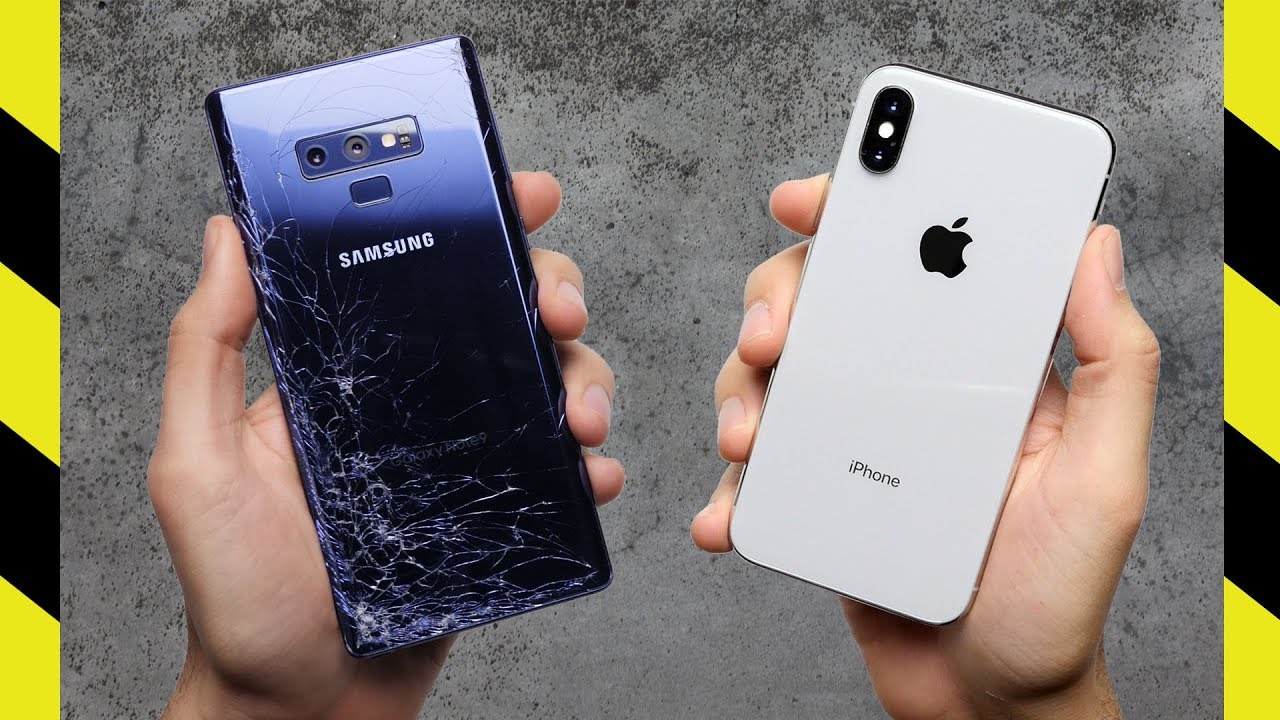 Galaxy Note 9 vs. iPhone X Drop Test