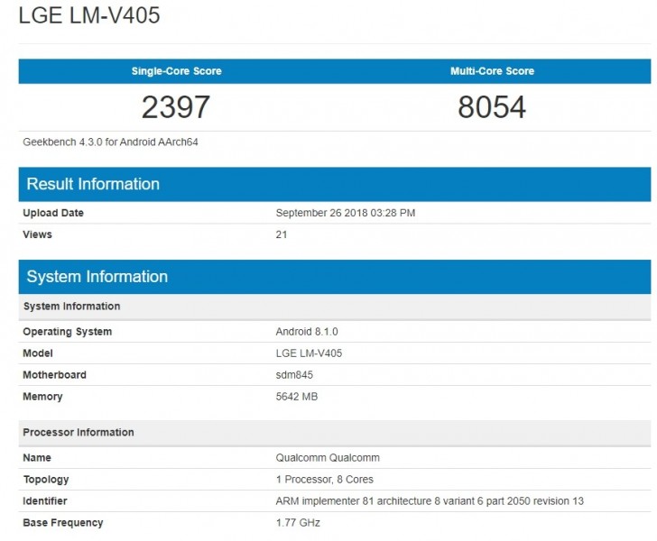 Android 8.1 Oreo LG V40 ThinQ