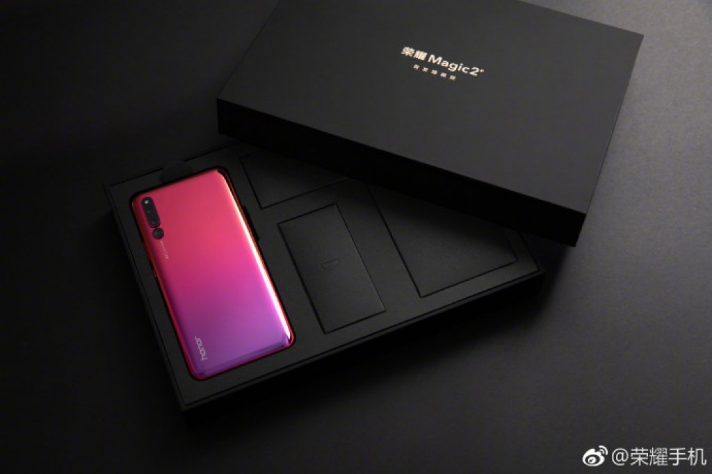 Honor Magic 2 official images show the slider, gradient back, and black box