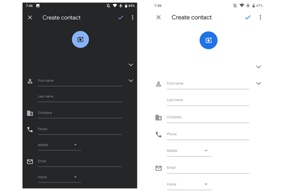 Update to Google Contacts app version 3.2 includes Dark Theme option