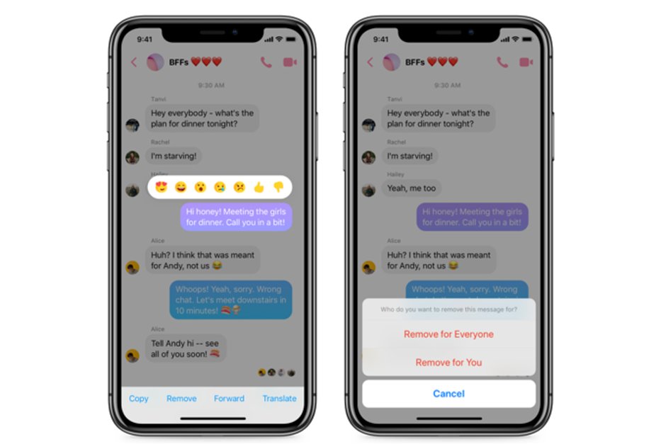 Facebook Messenger starts rolling out Unsend message option