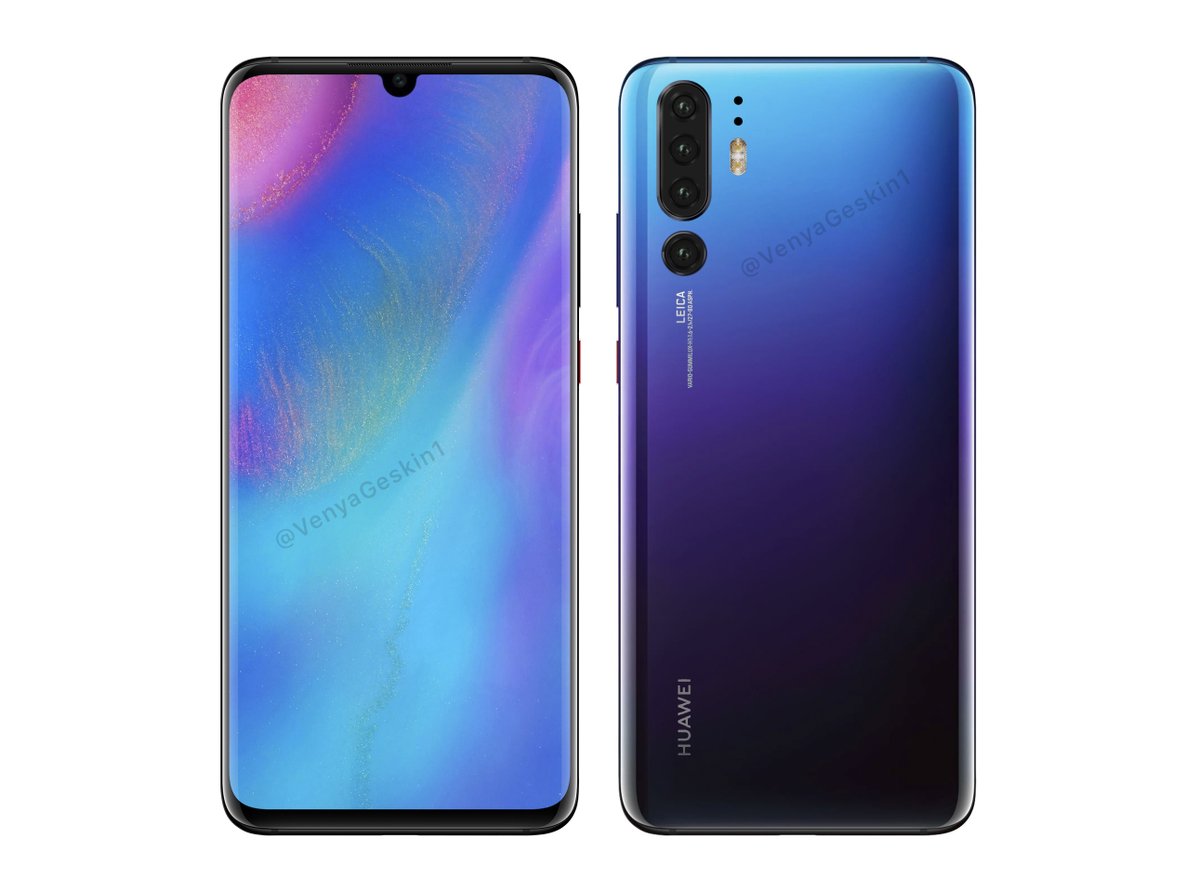 Huawei P30 Pro renders with notched curved screen, quad cameras leak design