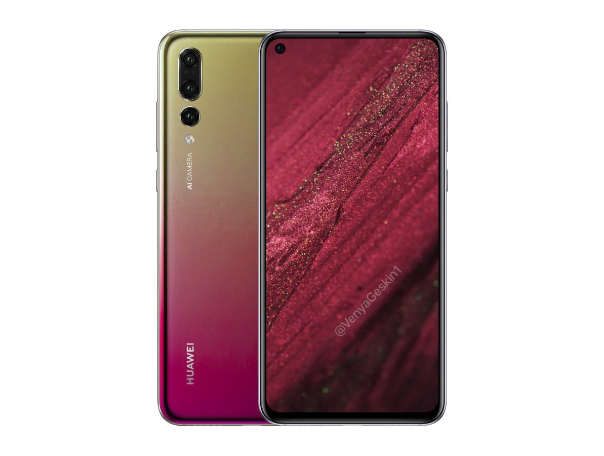 Huawei nova 4 render shows a hole in the screen for the selfie camera