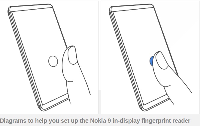 Nokia 9's in-display fingerprint reader