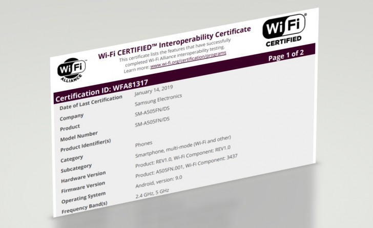 Samsung Galaxy A50 gets Wi-Fi certified, inches closer to launch